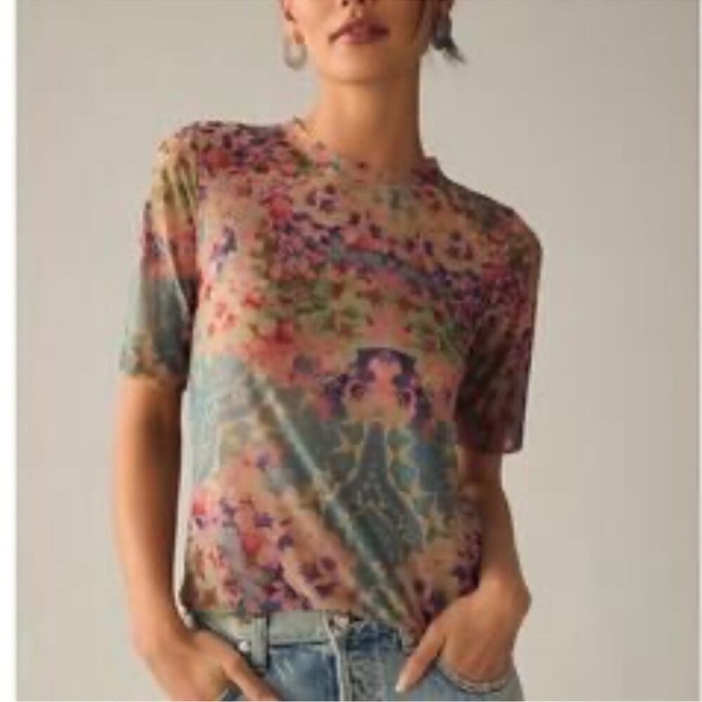 Anthropologie by Porridge Mesh Floral Top